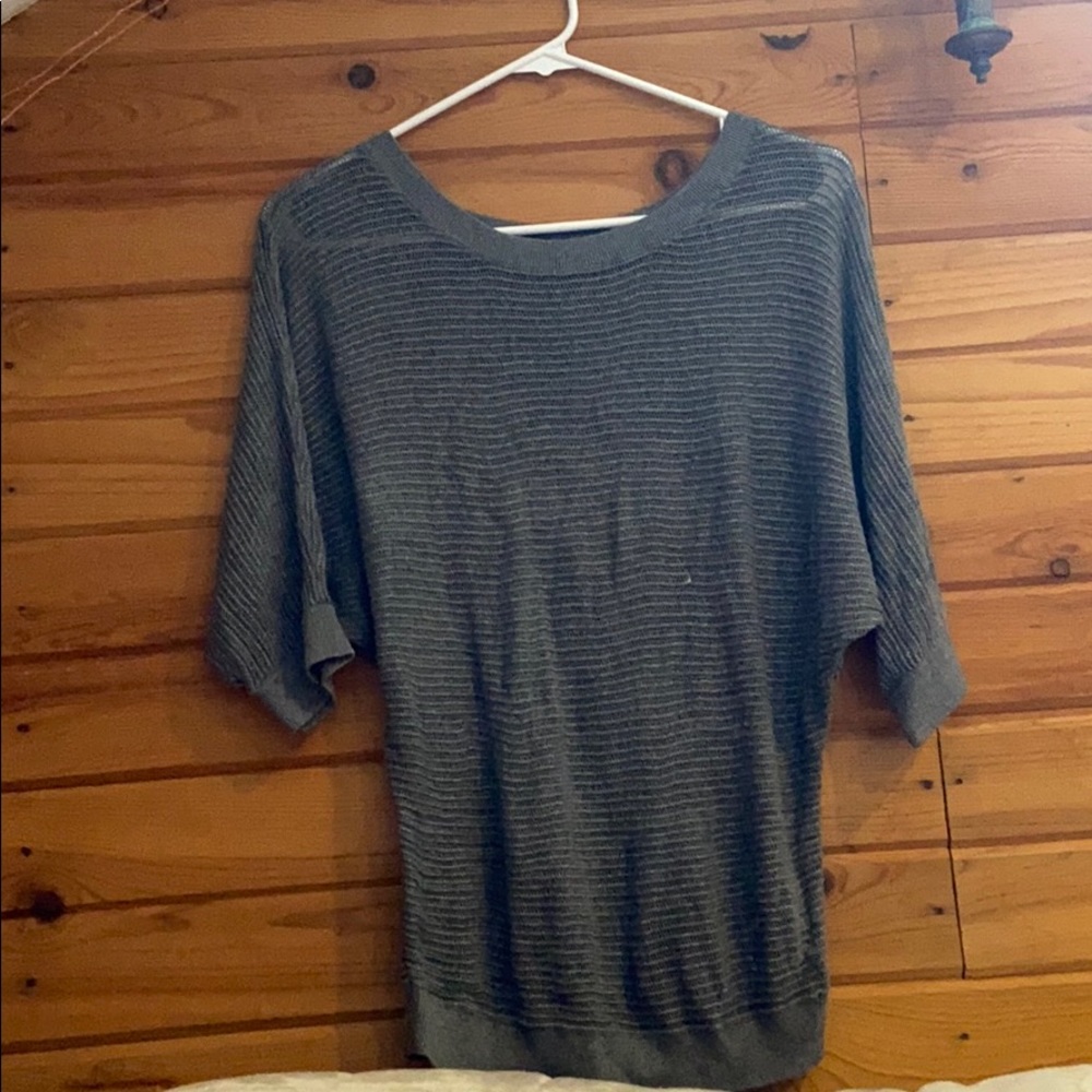 Gray mesh cover-up shirt
